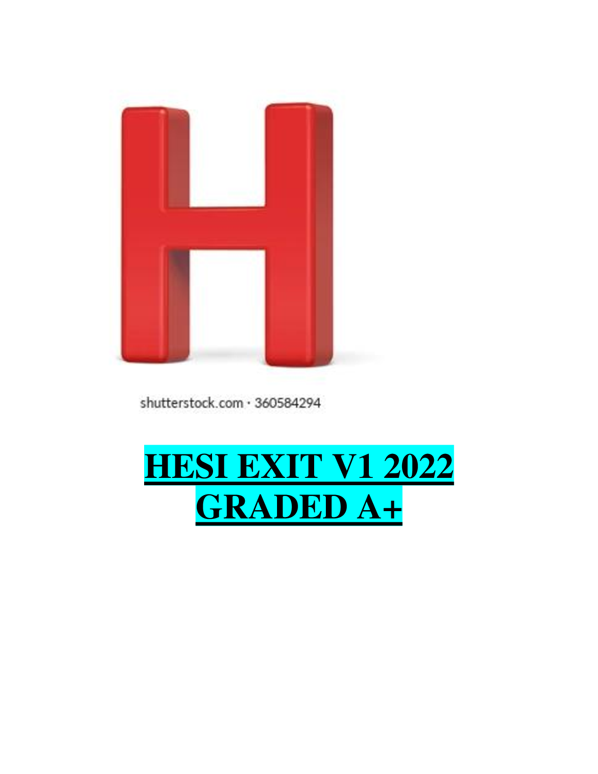 Preview of HESI EXIT V1 2022 GRADED A+